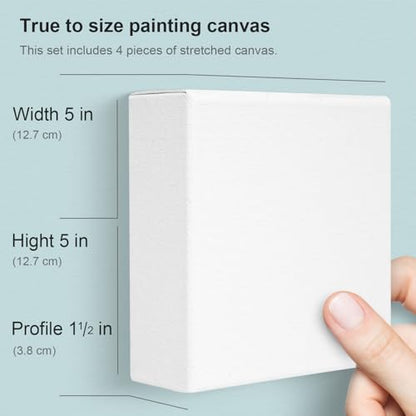 AUREUO 5x5 Inch Gallery Wrapped Canvas 1.5 Inch Depth 4 Pack - size: 5"x5" Gallery
