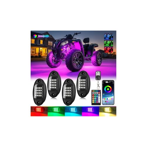 4Pods RGB LED Rock Lights Multicolor Underglow Accent Light Kit 12V - size: 4Pods