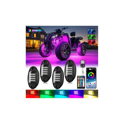 4Pods RGB LED Rock Lights Multicolor Underglow Accent Light Kit 12V - size: 4Pods