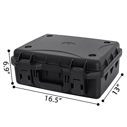 Hard Case with IP67 Waterproof Shockproof Tool Box for Microphone, Drones, Camera, Equipments, Portable Storage Case, 16.5 x13 x 7 Inch