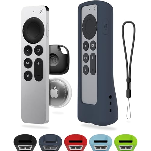 GripStand™ Scratch-Resistant Silicone Remote Cover for Apple TV – Compatible with AirTag, Fits Siri Apple TV 4K/HD (2nd & 3rd Gen), Stand-Up Design, Enhanced Grip, Slate Ocean by 73&Sunny - color: Slate Ocean