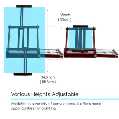 MEEDEN Portable Tabletop Easel for Painting: Artist Sketchbox - color: Deep Walnut