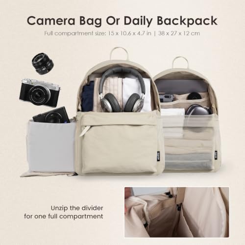TARION Casual Camera Backpack 15L Urban Photography Bag, Once LT15, Beige - color: Beige