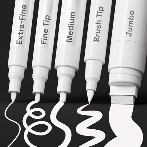 ARTISTRO White Paint Pens - Various Tips - Set of 5 - color: White