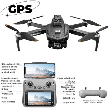 Drone With 4K UHD Camera for Adults, With GPS Drones Dual Cameras Outdoor - color: Black
