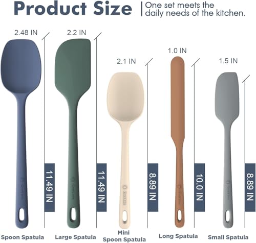 ChefAide 5 Pieces Silicone Spatulas Set, Heat Resistant Rubber Spatula - color: Neutral, size: 5 pieces