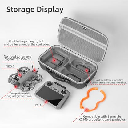 NEO 2 Storage Case, Large Capacity Hard Shell Storage Box Shoulder Bag for DJI Neo 2 Drone RC 2 Remote Controller Accessories Shockproof scratch-resistant Carrying Case