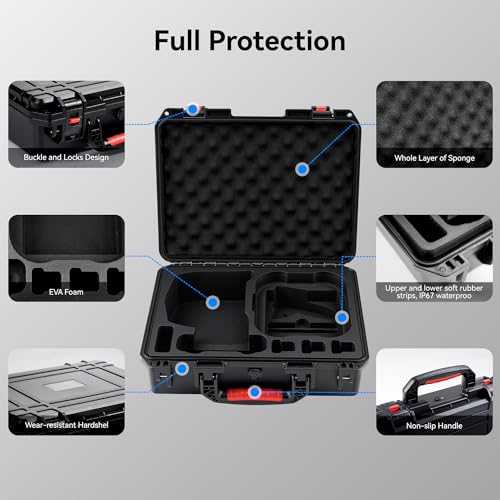 FPVtosky Hard Case for DJI Avata 2 Drone/Fly Smart Combo(for DJI Goggles N3, CASE ONLY), Waterproof Carrying Case for RC Motion 3, FPV Remote Controller 3 and Battery Accessories
