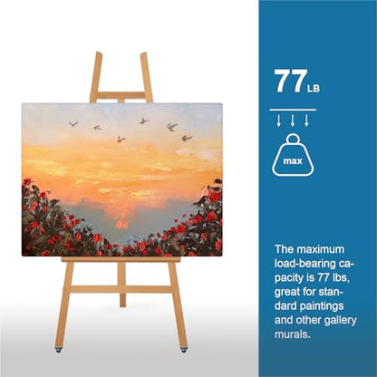 A-Frame Wooden Display Easel, Lyre Beechwood Studio Easel Stand, Natural - color: Natural