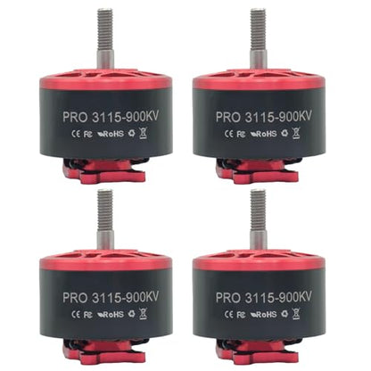 4Pcs Pro 3115-900kv Drone Brushless Motor 4-8s LiPo Kit Spare Part for 8,9,10,13inch Long Range FPV Freestyle Drones,FPV RC Quadcopter Drone Motor,1800W,4819g Thrust - color: RED
