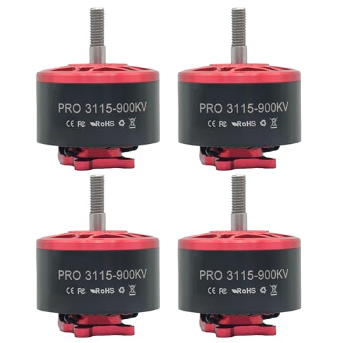 4Pcs Pro 3115-900kv Drone Brushless Motor 4-8s LiPo Kit Spare Part for 8,9,10,13inch Long Range FPV Freestyle Drones,FPV RC Quadcopter Drone Motor,1800W,4819g Thrust - color: RED