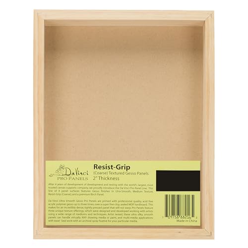 Da Vinci Pro Resist-Grip Coarse Textured Gesso Board, 10x10, 2" Depth Art Boards for Painting, White Acrylic Polymer with Quartz Sand, Warp-Resistant Cradled and Sealed MDF Panel - size: 10x10"