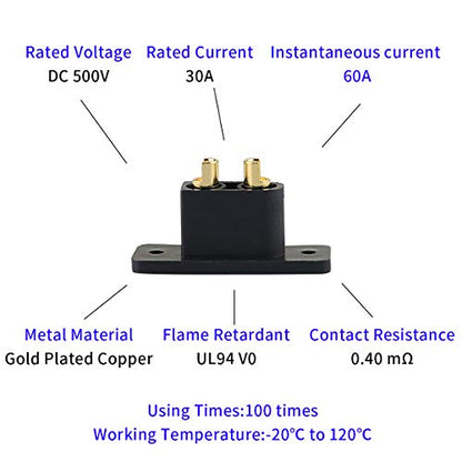 Amass 10PCS Black XT90E-M Battery Plug Gold-Plated Male Connector with Screws DIY Connecting Parts for RC Aircraft Drone Accessories