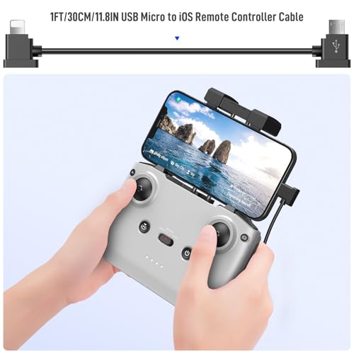 for DJI Micro USB to for Lightning Remote Controller Cable for Mavic Air - color: TPE Black, style: TPE Black