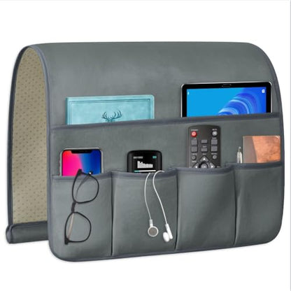 Remote Control Holder for Armchair Caddy, Remote Holder with 5 Pockets - color: Gray, size: 35"x18"