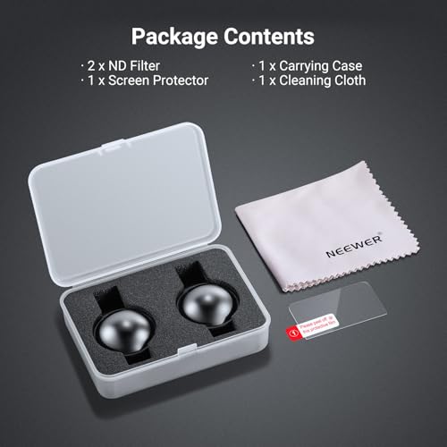 NEEWER ND Filter Set Compatible with DJI Osmo 360 Only, ND64 (6 Stops) Snap On Multicoated Optical Glass Neutral Density Lens Filter Action Camera Accessories with Screen Protector, 2 Pack - style: 2 Packs ND64