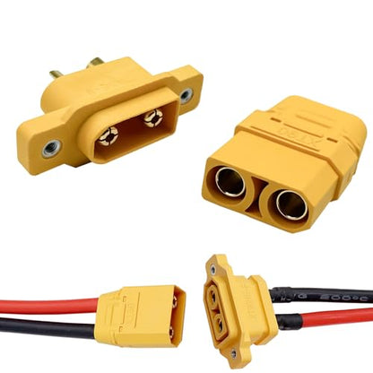 5Pairs Amass XT90NE -M XT90H with M2. 5 Nut Embedded Panel with Fixed Seat Aircraft Model Connector XT90NE-M XT90E-M Yellow Gold-Plated