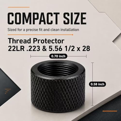 6 Pack 1/2 x 28 Thread Protector Steel for .22LR .223 & 5.56 - color: Black Thread Protector (1/2 x 28)
