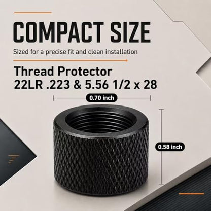 6 Pack 1/2 x 28 Thread Protector Steel for .22LR .223 & 5.56 - color: Black Thread Protector (1/2 x 28)