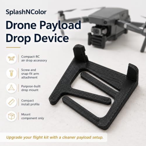 SplashNColor Drone Payload Drop Device Compatible with DJI Mavic Pro – Controlled Bait Release Mount | Screw and Snap-Fit Arm Attachment | Compact RC Air Drop Accessory