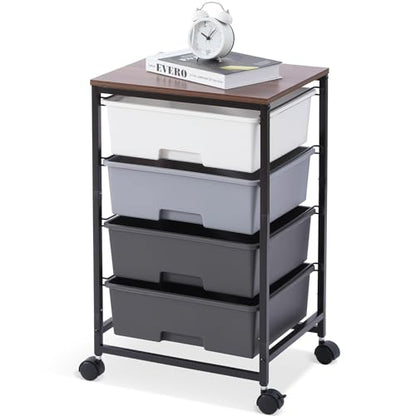 SYKIARIOL Utility Cart with 4 Drawers, Light Grey - color: Light Grey, size: 4 Drawers