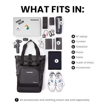 NANUK N-EDC 20L Tote Bag – Water-Resistant Laptop Backpack for Work Travel and Everyday Carry – Convertible Carry-On –Versatile Design, TSA-Ready, Smart Organization – Black - style: N-edc 20l -Black