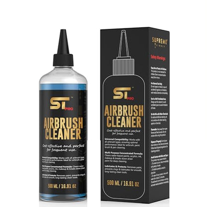 Supreme Trimmer Airbrush Cleaner Solution – 500ML | Fast Acting Multi-Purpose Solution for Barber Airbrushes, Paint Brushes & Makeup Tools | Declogs, Lubricates & Removes Water-based Paint/Ink