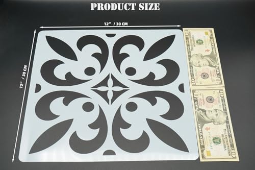 16 Pack Spanish Tile Stencils for Painting Floors & Walls - 12x12 - size: 12 X 12 Inch