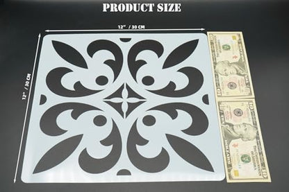 16 Pack Spanish Tile Stencils for Painting Floors & Walls - 12x12 - size: 12 X 12 Inch