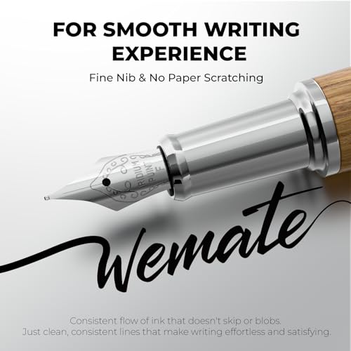 WEMATE Fountain Pen Set for Writing, Fine Nib, Yellow Oak - color: Yellow, style: Oak