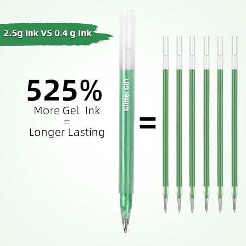 12 Pack Green Glitter Gel Pens Set High-Capacity - color: green