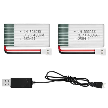 2Pcs 3.7V 400mAh Lipo Battery for RC Toy & Model (MX2.0) - size: 400mAh-MX2.0