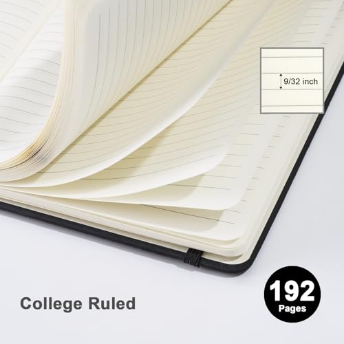 ViVin 8 Pack A5 Hardcover Lined Notebook,192 pg College Ruled 5.5x8.3 - color: Black, size: 8 Pack