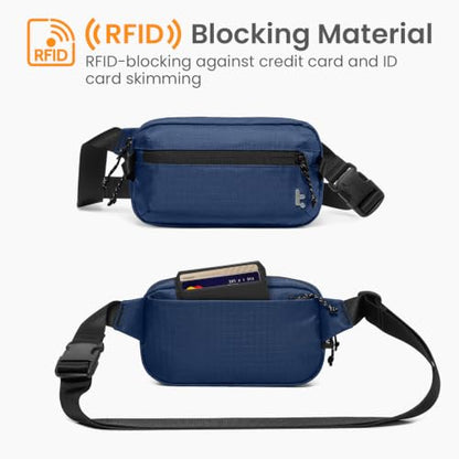 tomtoc 1.5L Sling Bag with RFID Blocking Crossbody Chest Pack for Men Women - color: Dark Blue, size: 1.5L