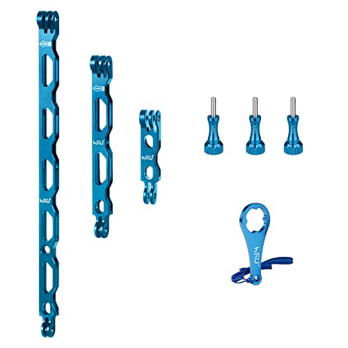 HSU Aluminum Alloy Extension Arm Kit Metal Pole Mount Helmet Stick (7 Pcs) - color: Blue