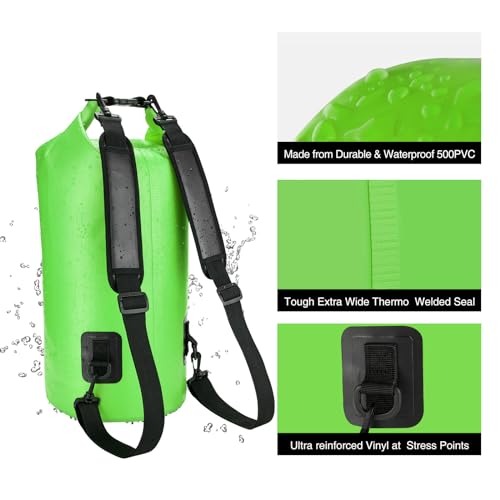 Piscifun Dry Bag, Waterproof Floating Backpack 10L/20L/30L/40L - color: Light Green, style: 10l