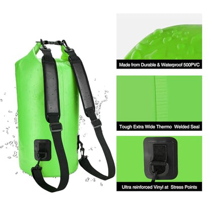 Piscifun Dry Bag, Waterproof Floating Backpack 10L/20L/30L/40L - color: Light Green, style: 10l