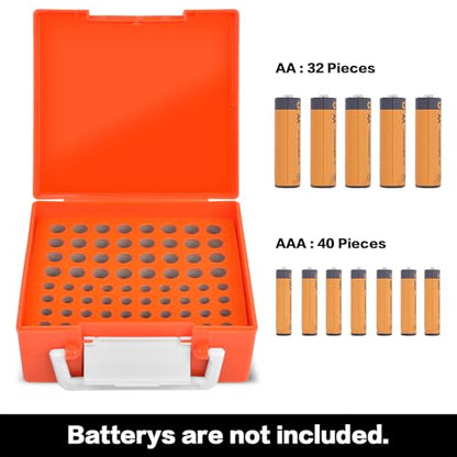 FULLCASE Battery Storage Organizer Holder Holds 72 AA AAA Batteries - color: Orange