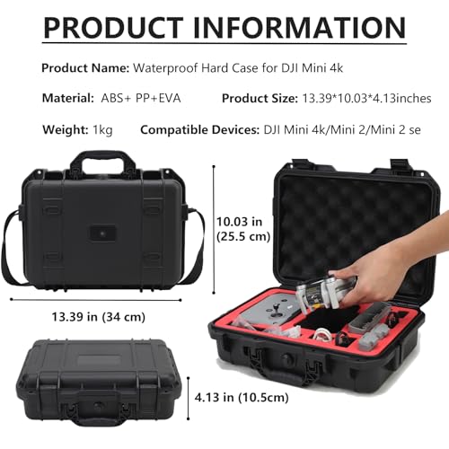Mini 4k Carrying Case-Waterproof Hard Portable Travel Bag Case for DJI Mini 4k Fly More Combo Accessories