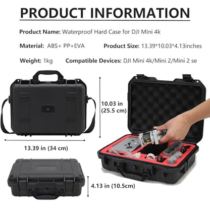 Mini 4k Carrying Case-Waterproof Hard Portable Travel Bag Case for DJI Mini 4k Fly More Combo Accessories