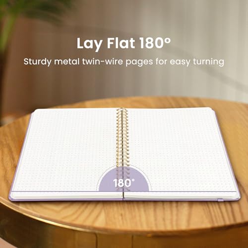Taja Grid Spiral Notebook for Work, 5.7"x7.9" Spiral Dotted Grid Journal - color: E-Purple, style: b-Dotted