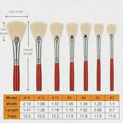 Fan Brush for Painting, 7-Piece Fan Brushes for Artists