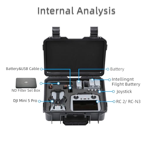 Mini 5 Pro Hard Carrying Case, Portable Travel Storage Case for DJI Mini 5 Pro Accessories for RC 2/RC-N3 Controller