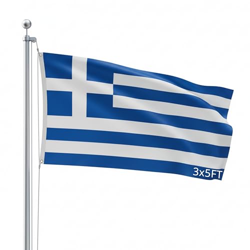 SSK® Greece Outdoor Flag - Large 3' x 5', Weather-Resistant Polyester - color: Greece