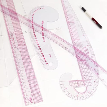 HLZC French Curve Ruler for Pattern Making, 15 Pieces Clear Sewing Ruler Set for Beginners Tailors Designers