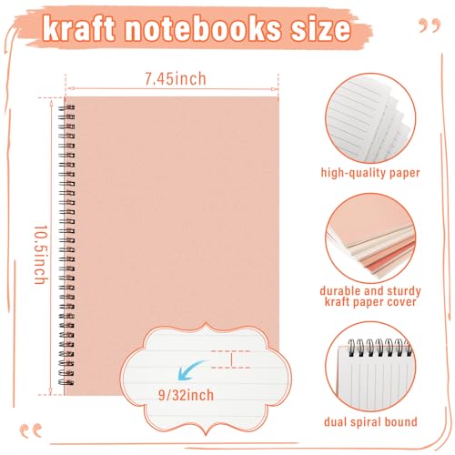 Fuutreo 6 Pack Spiral Notebook 10.5x7.45 Notebook,Orange Series,Light - color: Orange Series