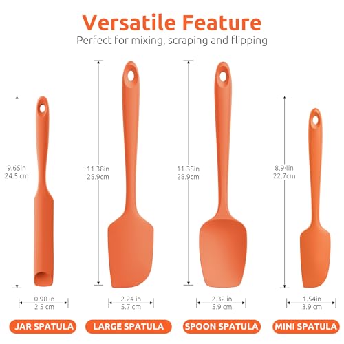 U-Taste 600ºF Heat Resistant Silicone Spatulas for Cooking, 4Pcs/Orange - color: Orange