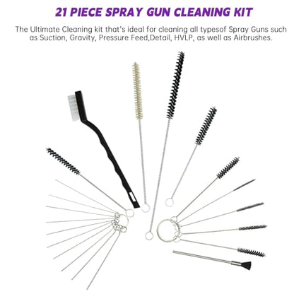SAGUD Airbrush Cleaning Kit 17PCS, Nylon Brushes & Metal Picks for Spray Gun
