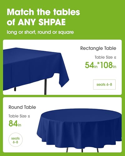 Pureegg Plastic Table Cloth Disposable 6 Pack, 54 x 108 Inch, Navy Blue - color: Navy Blue, size: 54" X 108" Rectangle