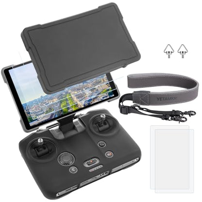 for DJI Mavic 4 RC Pro 2 Remote Control Silicone Case Sleeve/Controller Screen Protector & Adjustable PU Neck Strap & Standard Lanyard Screw Accessories (Lanyard+Tempered Film+Silicone case) - size: 11*35